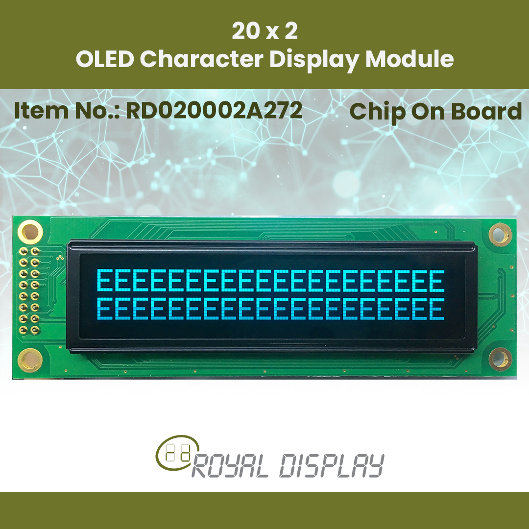 RD020002A272 | 20×2 OLED Character Display Module Chip on Board (COB)