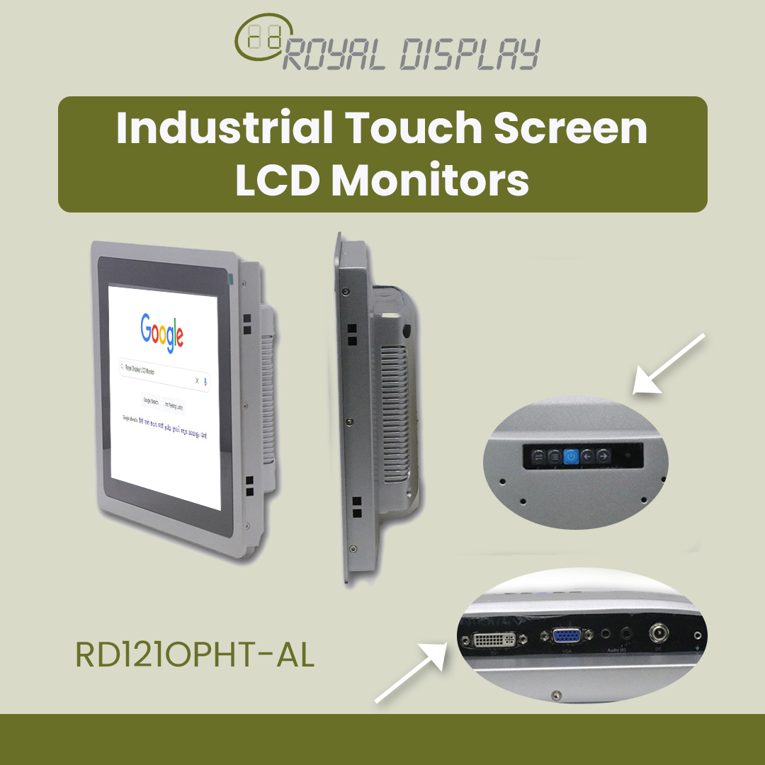 RD121OPHT-AL | 12'' Touchscreen Industrial LCD Monitor Aluminium Body| Royal Display