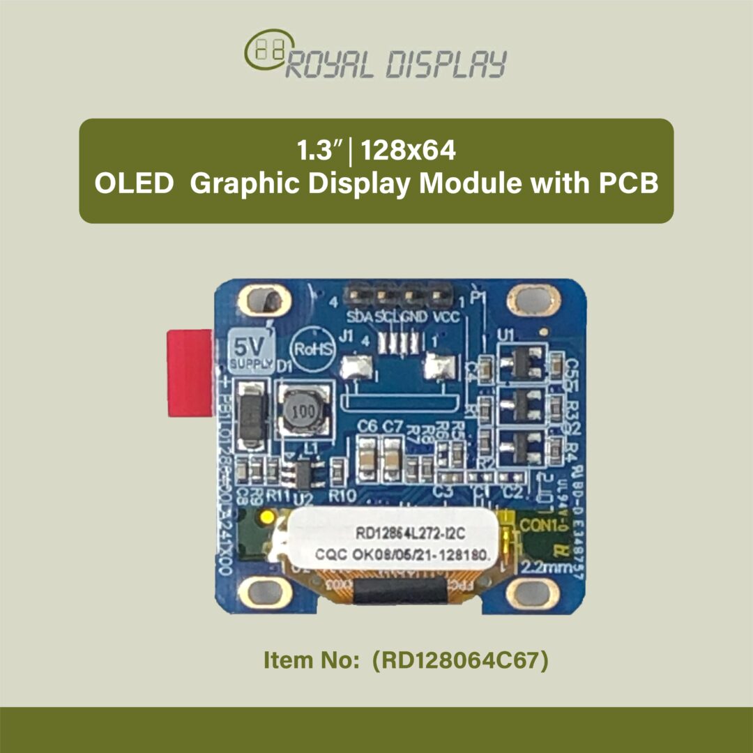 1.3" 128x64 OLED Graphic Display Module with PCB (RD128064C67)