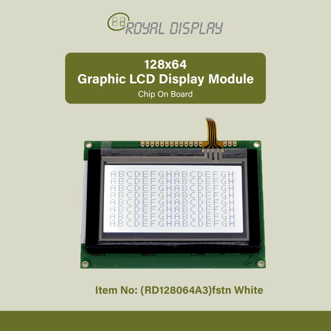 128x64 Graphic LCD Display Module with Touch (RD128064A3) fstn white| Royal Display