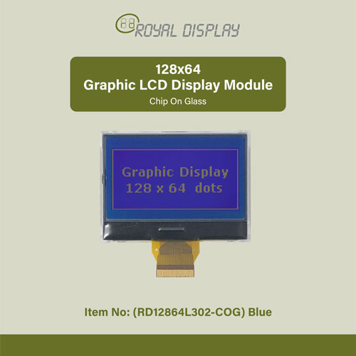 128x64 Graphic LCD Display Module (RD12864L302-COG) Blue